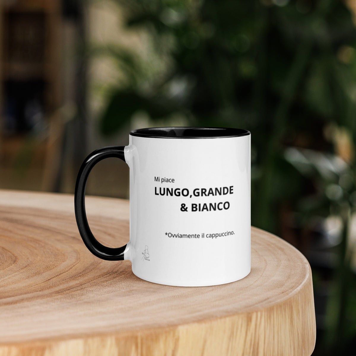 Tazza con interno colorato "Mi piace lungo grande e bianco"