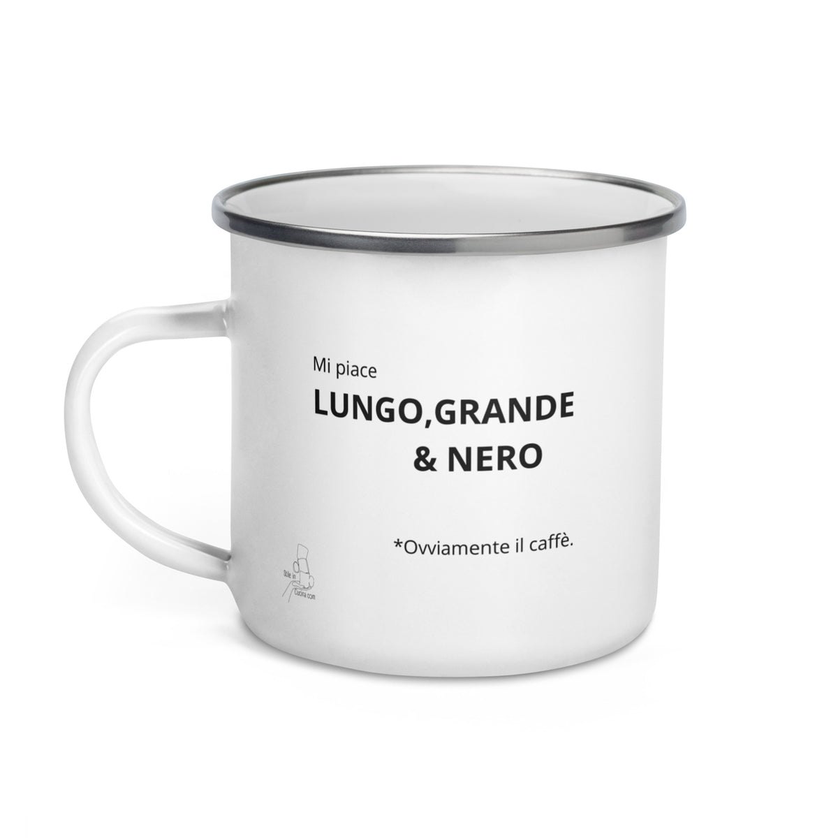Tazza smaltata "mi piace lungo grande e nero"