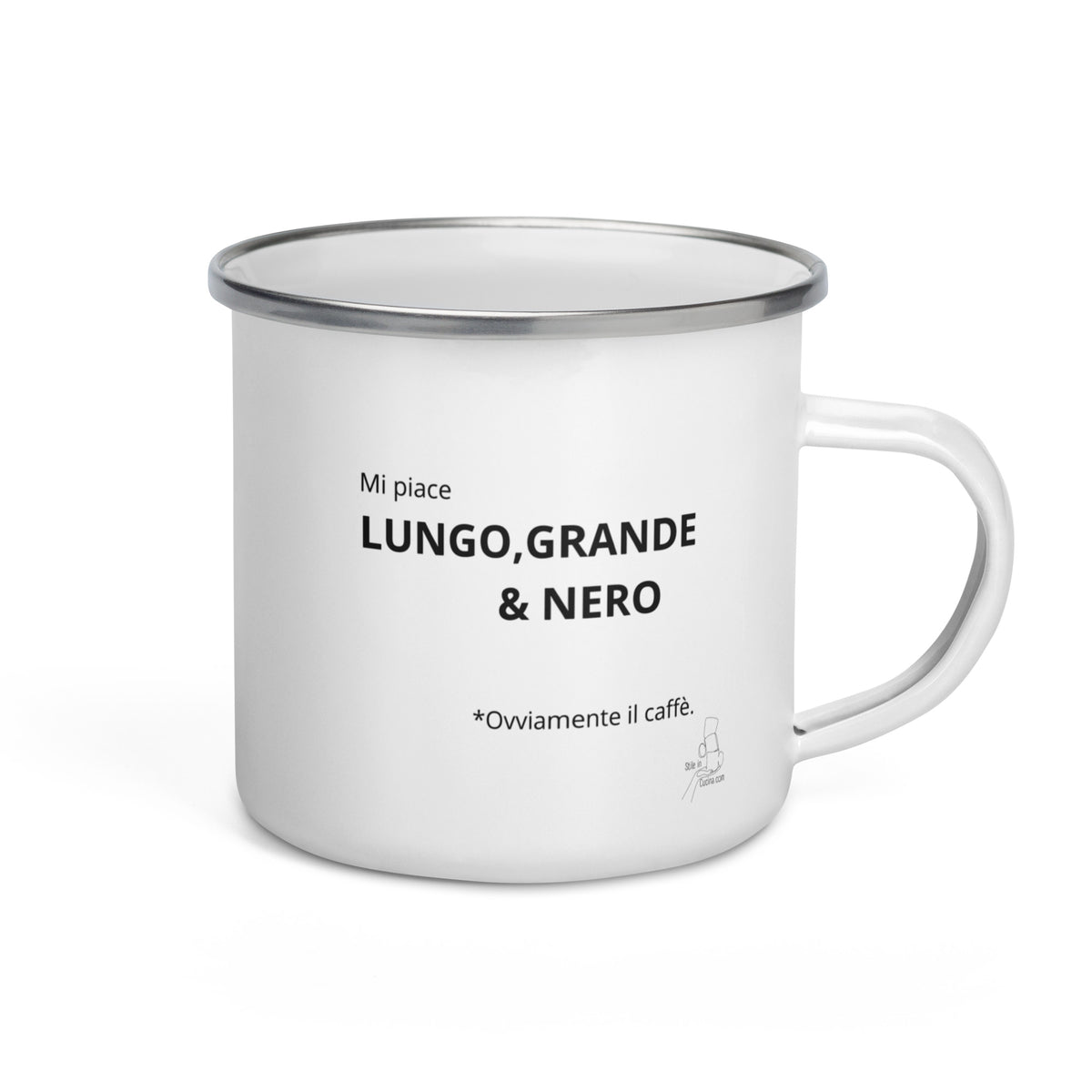 Tazza smaltata "mi piace lungo grande e nero"